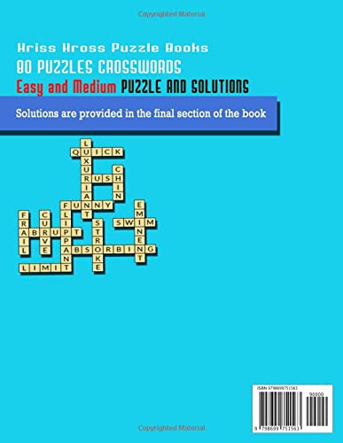 Jumbo Kriss Kross Puzzle Books: Large-Print Easy and Medium 80 Puzzles Crossword Challenge Books for Adults and Kids