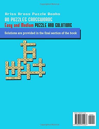 Jumbo Kriss Kross Puzzle Books: Large-Print Easy and Medium 80 Puzzles Crossword Challenge Books for Adults and Kids