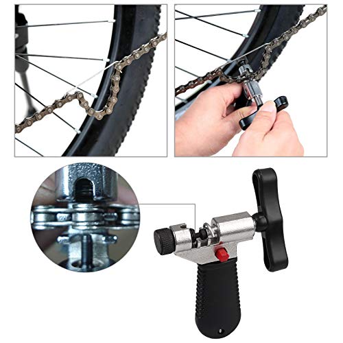 Justech 4 en 1 Alicate de Cadena de Bicicleta + Herramienta de División del Interruptor de Cadena + Cepillo Limpiador de Cadena + Kit de Herramientas de Reparación de Bici para Road Mountain Bike