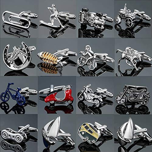 JWGD Fábrica de Motocicletas de Venta Directa Bicicletas de Carreras Coches Gemelos de Modelado Camisas de los Hombres franceses Gemelos al por Mayor (Metal Color : 9)