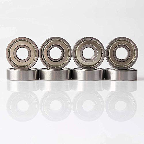 JZZJ 608 ZZ Rodamiento de bolas de plata con rodamiento de placa larga, adecuado para ABEC, rodamiento sellado sin fricción, 8 piezas (8 mm x 22 mm x 7 mm) para patines, patinetas y scooters