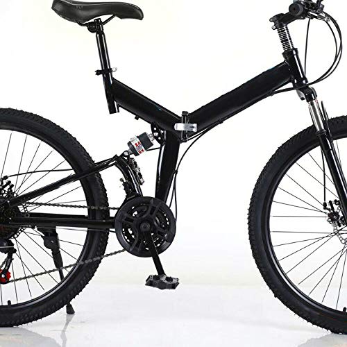Kaibrite Bicicleta plegable de 26 pulgadas, bicicleta de montaña plegable, bicicleta de montaña, bicicleta de montaña, descenso, freno en V, color negro
