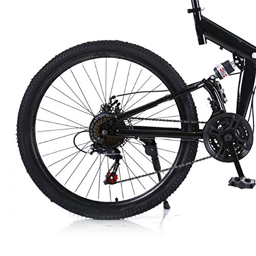 Kaibrite Bicicleta plegable de 26 pulgadas, bicicleta de montaña plegable, bicicleta de montaña, bicicleta de montaña, descenso, freno en V, color negro
