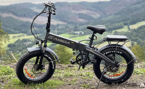 KAISDA K2 Fat Bike Bicicleta Eléctrica Plegable de 20 Pulgadas 48V 10AH Batería con Faros superbrillantes Neumático de Bicicleta eléctrica 20 * 4.0 Shimano 7 velocidades conLCD