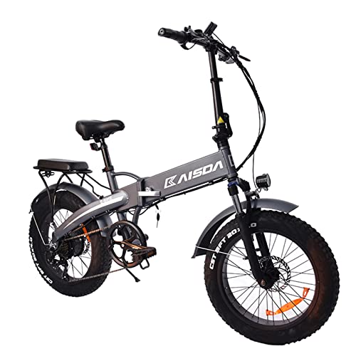 KAISDA K2 Fat Bike Bicicleta Eléctrica Plegable de 20 Pulgadas 48V 10AH Batería con Faros superbrillantes Neumático de Bicicleta eléctrica 20 * 4.0 Shimano 7 velocidades conLCD