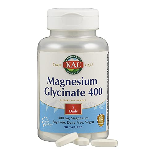 KAL | Magnesium Glycinate 400mg | Magnesio Glicinato | Sin Gluten | Apto Para Veganos | 90 Comprimidos