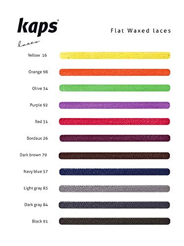 Kaps Cordones Botas Planos Encerados, 100% Algodón Fino, Coloridos, Ancho 5 mm, Muchos Colores y Longitudes, Hechos en Europa (90 cm – 36 pulgada – 5-6 pares de ojales / 26 - Burdeos)