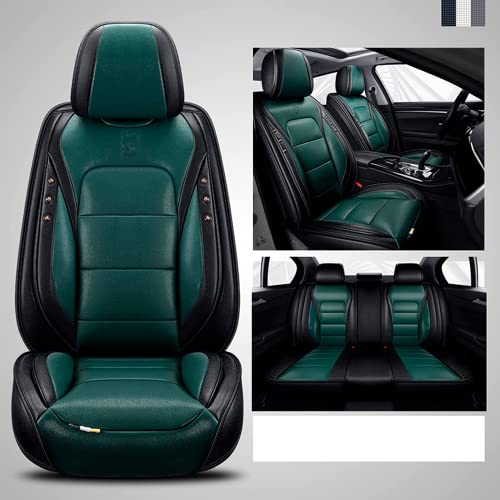 Karstry Fundas Asientos Coche Universales Accesorios para Mercedes-Benz Clase SL SL 600 R230 SL 550 R230 SL 280 R230 SL 350 R231 SL 500 R230 Cuero Impermeable Verde Negro