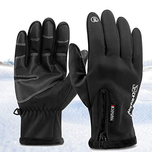 Kasimir Guantes de Invierno Guantes Táctiles Bicicleta Correr al Aire Libre Guantes Calientes con Diseño Antideslizante Esquiar Escalar Triple Impermeable para Hombre y Mujeres L