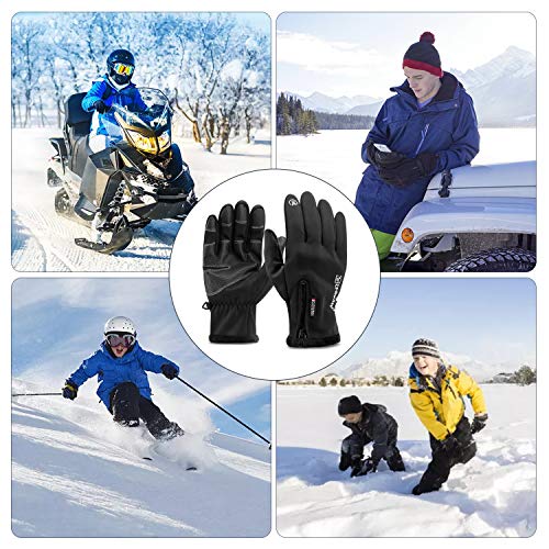 Kasimir Guantes de Invierno Guantes Táctiles Bicicleta Correr al Aire Libre Guantes Calientes con Diseño Antideslizante Esquiar Escalar Triple Impermeable para Hombre y Mujeres L