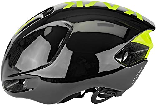 Kask Utopia - Casco de Bicicleta para Adulto, Unisex, Color Negro y Amarillo