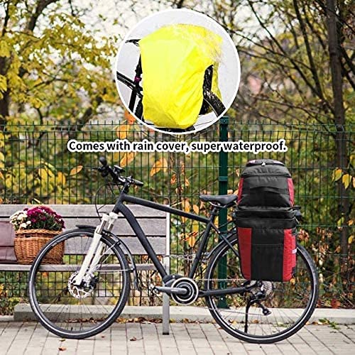 Kayboo 3 in 1 Multifuncional Bolsa Alforjas para Bicicleta 70L, Alforja Maletero Impermeables para Portaequipajes Asiento Trasero de Bicicleta de Carretera,con Cubierta Impermeablerojo