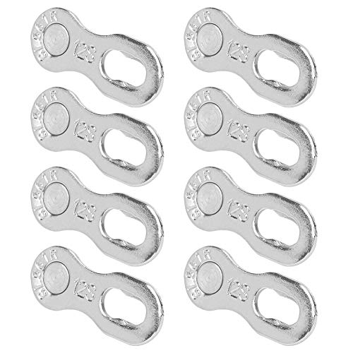 Keenso Eslabón de la Cadena de la Bicicleta, Bicicleta de Acero de 4 Pares Bicicleta 12 Cadena de Velocidad Piezas del Conector del eslabón perdido Accesorio de Ciclismo(Plata)