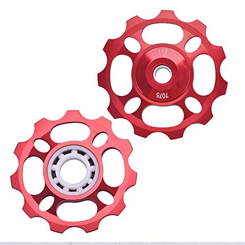 Keenso Roldana de Guía Trasero de Bicicleta, Polea Guía 11 T (Rojo)