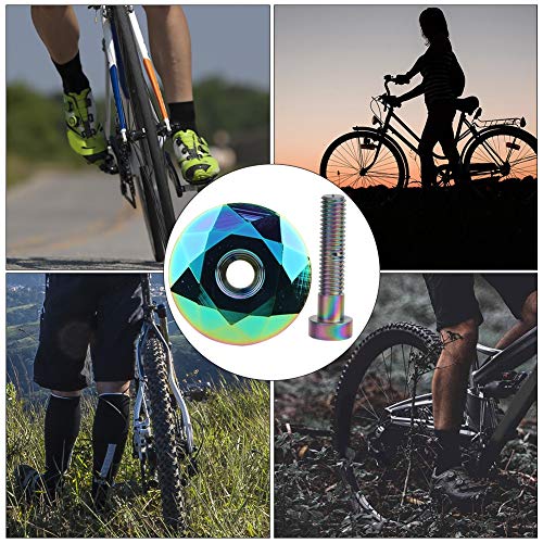 Keenso Tornillo y Tapa para Dirección de Bicicleta, Tornillo y Tapa de Potencia, Accesorios para Bicicletas(Colorido)