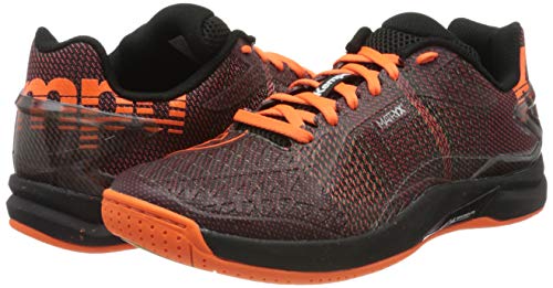 Kempa Attack Pro Contender, Zapatillas De Balonmano para Hombre, Negro/Naranja Fluor, 45 EU