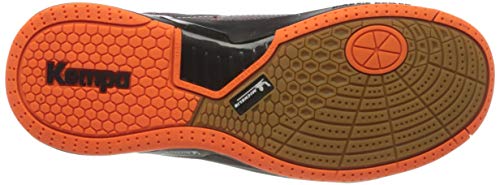 Kempa Attack Pro Contender, Zapatillas De Balonmano para Hombre, Negro/Naranja Fluor, 45 EU