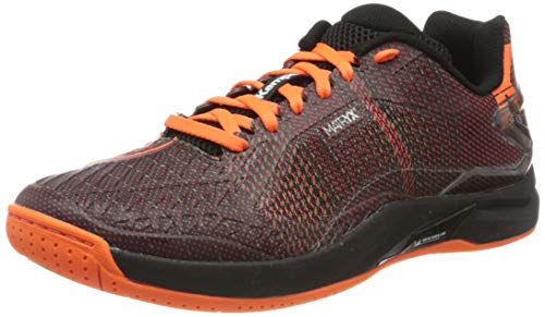 Kempa Attack Pro Contender, Zapatillas De Balonmano para Hombre, Negro/Naranja Fluor, 45 EU