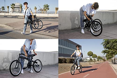 KEN ROD Bicicleta 20 Pulgadas | Bici Adulto Plegable | Bicicletas Urbanas | Bici Plegable | Bicicletas Plegables Adultos | Color: Negro