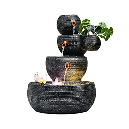 kerryshop Fuente Fuente de Agua de la Mesa de la Resina con diseño de orbe - Feng Shui Ball Flowing Water Lucky Decorative Water Fountain para el hogar u Oficina Fuente de Mesa (Color : B)