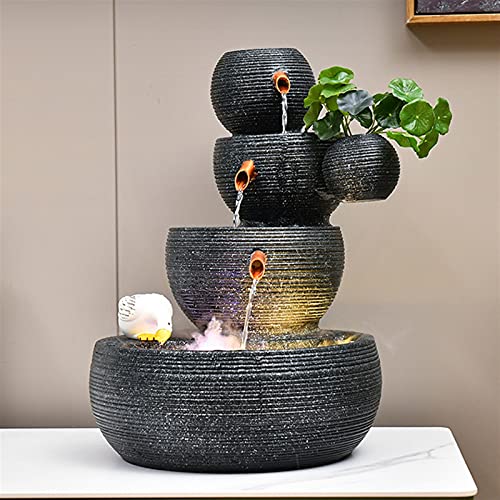 kerryshop Fuente Fuente de Agua de la Mesa de la Resina con diseño de orbe - Feng Shui Ball Flowing Water Lucky Decorative Water Fountain para el hogar u Oficina Fuente de Mesa (Color : B)