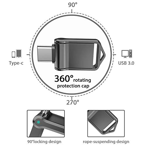 KEXIN 64GB Memoria USB Tipo C y USB 3.0 OTG Flash Drive Pendrive 64 GB 2 en 1 Memory Stick para Portátil, Teléfono y Otras Dispositivos USB o Tipo C [Resista Agua]