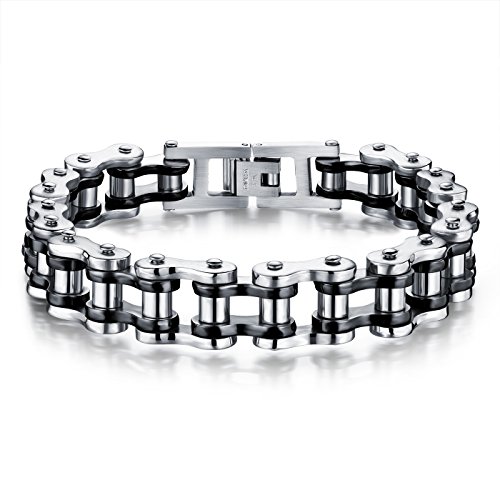 Keybella Elegante De Acero Inoxidable Moto Biker Cadena Pulsera 8,5 Pulgadas para Hombre Chico