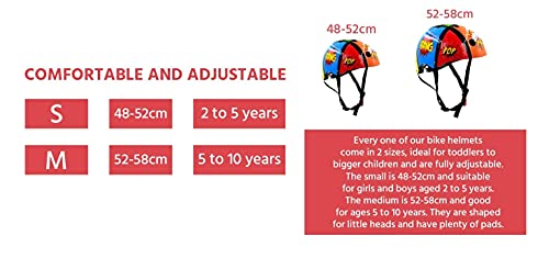 KIDDIMOTO Casco Bicicleta Completamente Ajustabl - Bici Casco para Infantil y Niños para Patinete, Ciclismo, Scooter, Bicicleta de Equilibrio y Monopatin - Cómico - S (48-53cm)