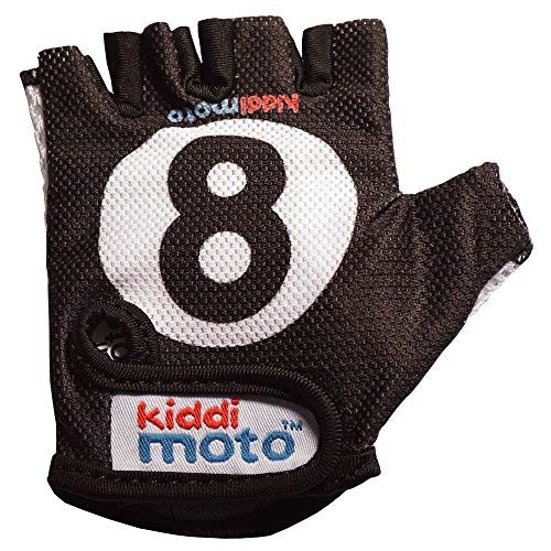 KIDDIMOTO Guantes de Ciclismo sin Dedos para Infantil (niñas y niños) - Bicicleta, MTB, BMX, Carretera, Montaña - 8-Ball/Bola 8 - Talla: M (5-8 años)