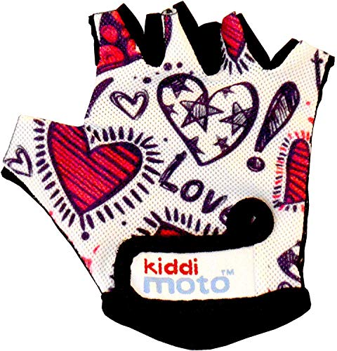 KIDDIMOTO Guantes de Ciclismo sin Dedos para Infantil (niñas y niños) - Bicicleta, MTB, BMX, Carretera, Montaña - Amor - Talla: S (2-5 años)