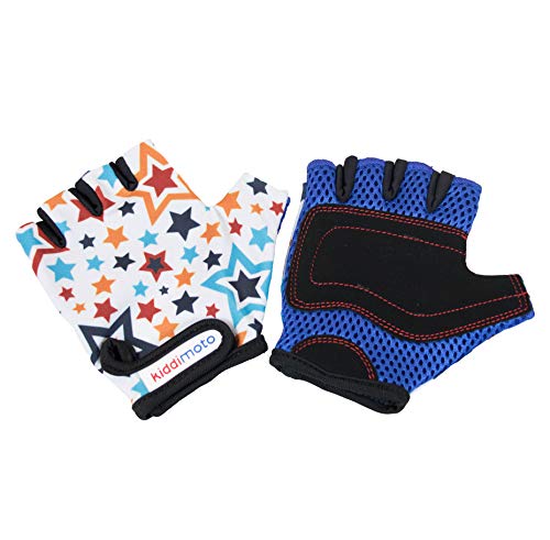 Kiddimoto Guantes de Ciclismo sin Dedos para Infantil (niñas y niños) - Bicicleta, MTB, BMX, Carretera, Montaña - Estrellas - Talla: S (2-5 años)