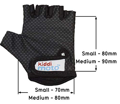 Kiddimoto Guantes de Ciclismo sin Dedos para Infantil (niñas y niños) - Bicicleta, MTB, BMX, Carretera, Montaña - Karbon FX - Talla: S (2-5 años)