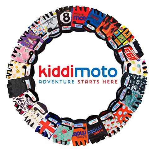 Kiddimoto Guantes de Ciclismo sin Dedos para Infantil (niñas y niños) - Bicicleta, MTB, BMX, Carretera, Montaña - Libro Cómico - Talla: S (2-5 años)