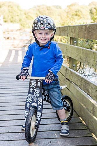 KIDDIMOTO Guantes de Ciclismo sin Dedos para Infantil (niñas y niños) - Bicicleta, MTB, BMX, Carretera, Montaña - Pirata Bandera - Talla: M (5-8 años)