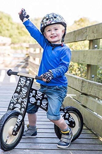 KIDDIMOTO Guantes de Ciclismo sin Dedos para Infantil (niñas y niños) - Bicicleta, MTB, BMX, Carretera, Montaña - Pirata Bandera - Talla: M (5-8 años)