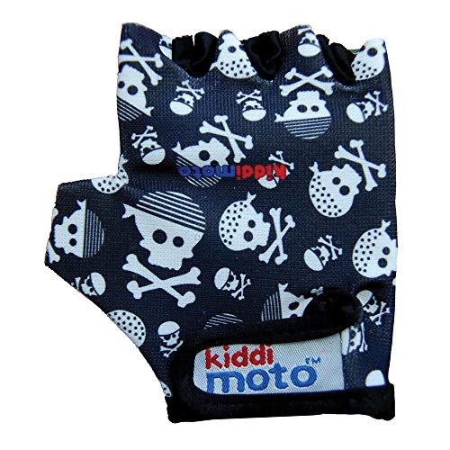 KIDDIMOTO Guantes de Ciclismo sin Dedos para Infantil (niñas y niños) - Bicicleta, MTB, BMX, Carretera, Montaña - Pirata Bandera - Talla: M (5-8 años)