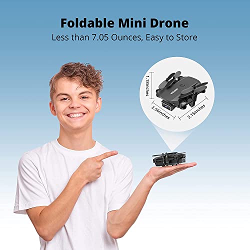 KIDOMO F02 Mini Drone Plegable con Cámara 1080P, RC Drones Helicopter Quadcopter para Niños Principiantes con Luces LED WiFi FPV Control Remoto, Modo sin Cabeza, Despegue y Aterrizaje con Una Tecla