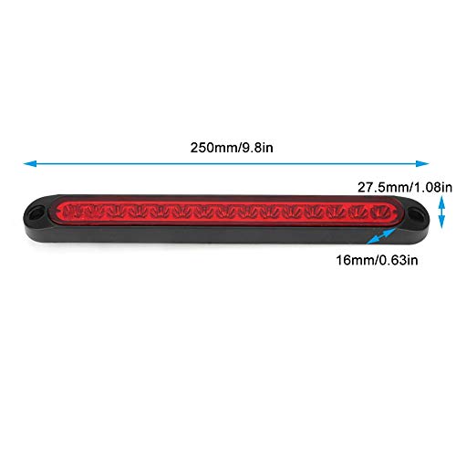 KIMISS Barra de luz LED , 10-30V 15LEDs Luz trasera del camión Luces de parada de montaje alto Indicador de señal de giro Lámpara de freno(rojo)