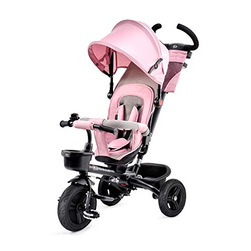 Kinderkraft Triciclo Plegable AVEO, Asiento Giratorio, Hasta 5 Años, Rosa