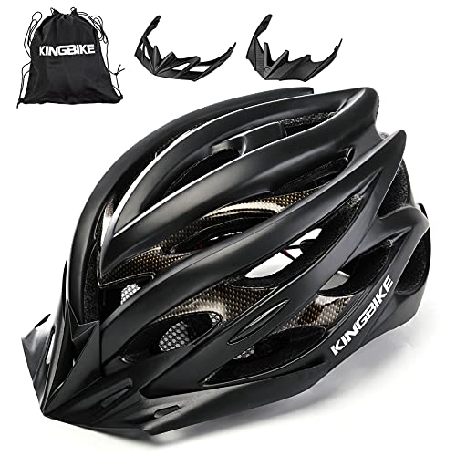 KING BIKE Casco de Bicicleta con Luz LED para Hombres Damas Casco En Los Cascos Artículos Deportivos Cascos de Bicicleta Ltd Racing Bike Mountain Shell MTB (Negro, XL(59-62CM))