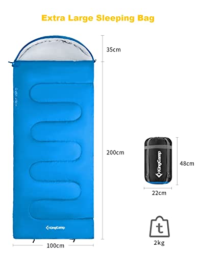 KingCamp Saco de Dormir Ultraligero de Momia Grande Individual para Niños Camping Montaña Portátil Bolsa de Compresión Verano 165 x 70cm