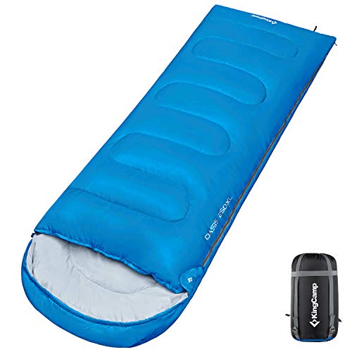 KingCamp Saco de Dormir Ultraligero de Momia Grande Individual para Niños Camping Montaña Portátil Bolsa de Compresión Verano 165 x 70cm