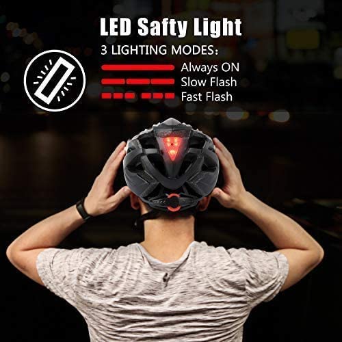 KINGLEAD Casco de Bicicleta Hombre Mujeres con Luz LED con Visera Desmontable para Carreras de Ciclismo Adultos Skateboarding Ajustable con Certificado CE para Montaña BMX Road KL-19