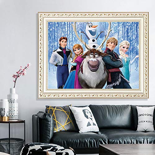 Kingspa 12''x16 '' Dibujos animados Familia Frozen Pintura de diamante Cuadrado completo Bordado de imitación Artesanía Adultos Niños Kits por números Punto de cruz para decoración