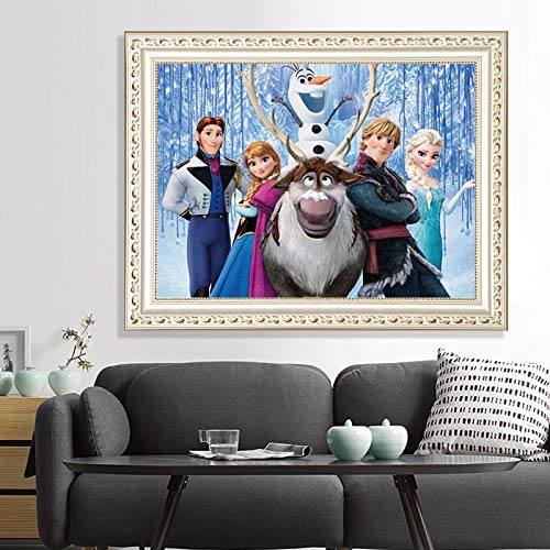 Kingspa 12''x16 '' Dibujos animados Familia Frozen Pintura de diamante Cuadrado completo Bordado de imitación Artesanía Adultos Niños Kits por números Punto de cruz para decoración