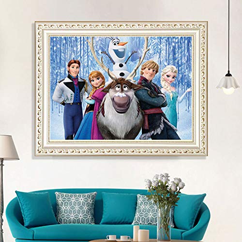 Kingspa 12''x16 '' Dibujos animados Familia Frozen Pintura de diamante Cuadrado completo Bordado de imitación Artesanía Adultos Niños Kits por números Punto de cruz para decoración