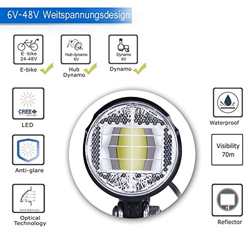 Kingtop [Versión Actualizada] Luces de Bicicleta Faro Bici LED Lámpara de la Bicicleta 40 Lux LED Homologación