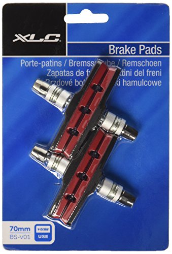 Kit 4 Zapatas XLC BS-V01 V-Brake 70 mm, Negro/Rojo