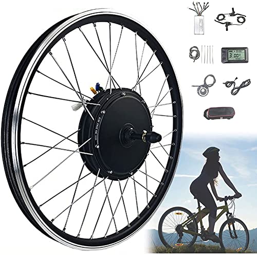 Kit de ConversióN de Bicicleta E de Rueda Delantera de 20"/24"/26"/27.5"/28"/29"/700c Motor de Buje Delantera Kit de ConversióN de Bicicleta EléCtrica Ebike con Pantalla Lcd