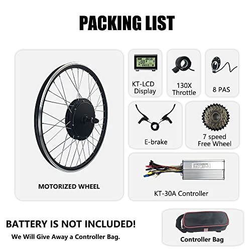 Kit de conversión de Bicicleta eléctrica, tracción Trasera 48V1000W 27,5 Pulgadas, Pantalla LCD3, instalación Sencilla, Kit de Motor de Cubo de Alta Potencia